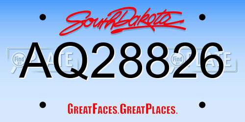 AQ28826 South Dakota License Plate