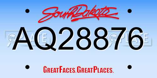 AQ28876 South Dakota License Plate