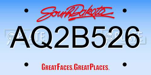 AQ2B526 South Dakota License Plate