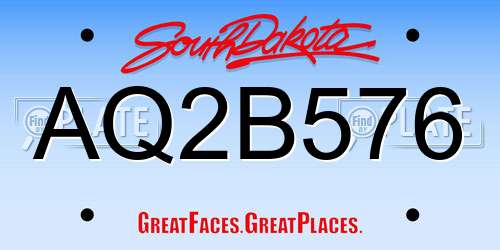 AQ2B576 South Dakota License Plate