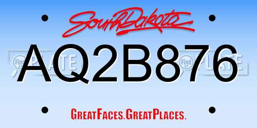 AQ2B876 South Dakota License Plate