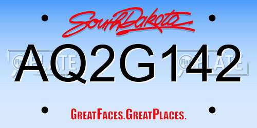 AQ2G142 South Dakota License Plate