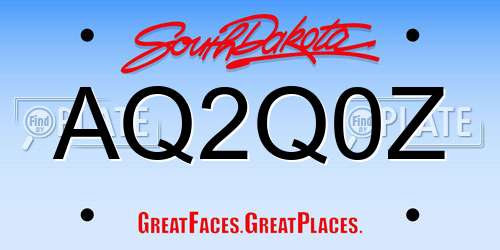 AQ2Q0Z South Dakota License Plate