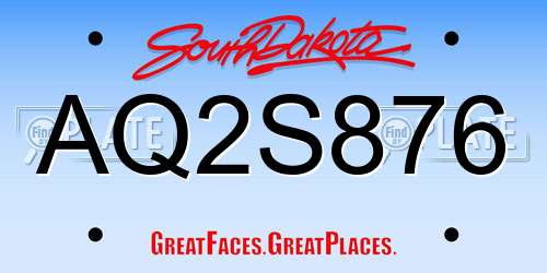 AQ2S876 South Dakota License Plate