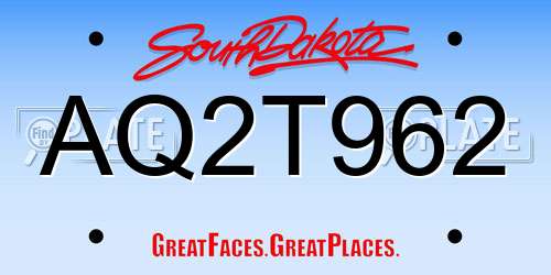 AQ2T962 South Dakota License Plate
