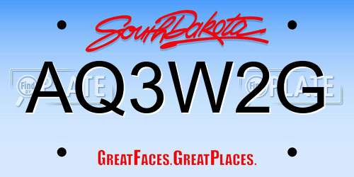 AQ3W2G South Dakota License Plate