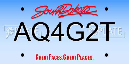 AQ4G2T South Dakota License Plate