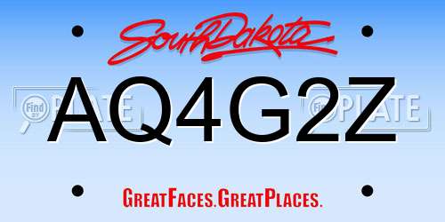 AQ4G2Z South Dakota License Plate