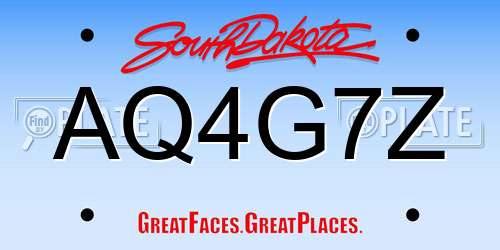 AQ4G7Z South Dakota License Plate