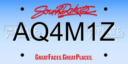 AQ4M1Z South Dakota License Plate