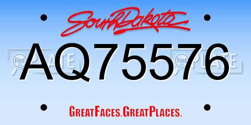 AQ75576 South Dakota License Plate