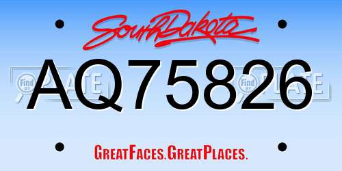 AQ75826 South Dakota License Plate