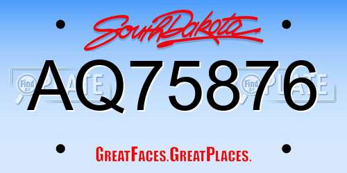AQ75876 South Dakota License Plate