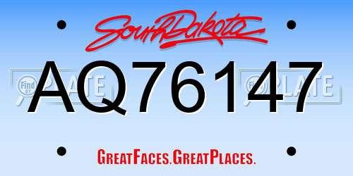 AQ76147 South Dakota License Plate