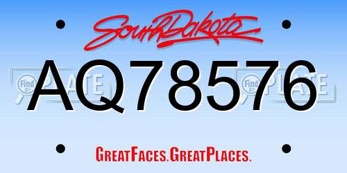 AQ78576 South Dakota License Plate