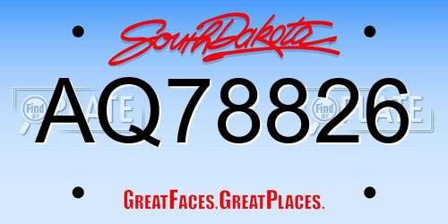 AQ78826 South Dakota License Plate