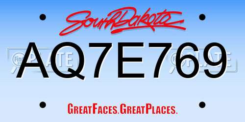 AQ7E769 South Dakota License Plate