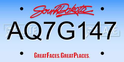 AQ7G147 South Dakota License Plate