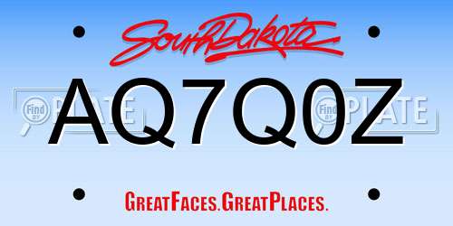 AQ7Q0Z South Dakota License Plate