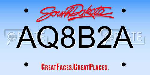 AQ8B2A South Dakota License Plate
