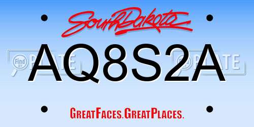 AQ8S2A South Dakota License Plate