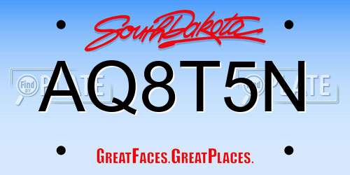 AQ8T5N South Dakota License Plate