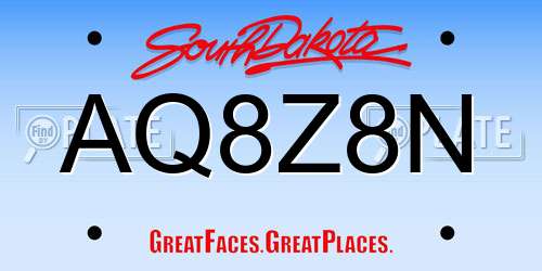 AQ8Z8N South Dakota License Plate
