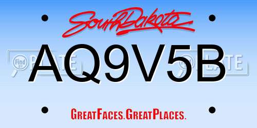 AQ9V5B South Dakota License Plate