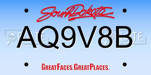 AQ9V8B South Dakota License Plate
