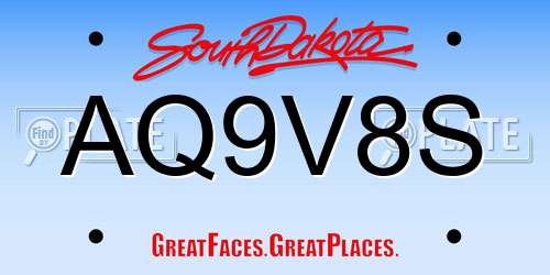 AQ9V8S South Dakota License Plate