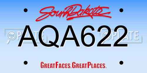 AQA622 South Dakota License Plate