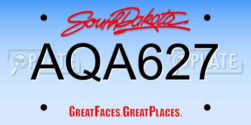 AQA627 South Dakota License Plate