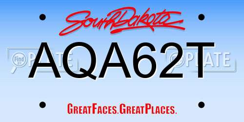 AQA62T South Dakota License Plate