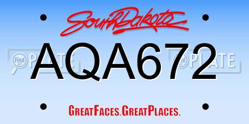 AQA672 South Dakota License Plate