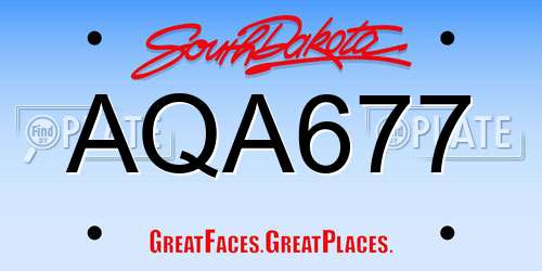 AQA677 South Dakota License Plate