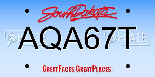 AQA67T South Dakota License Plate