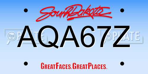 AQA67Z South Dakota License Plate