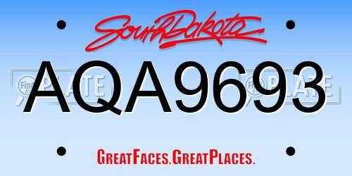 AQA9693 South Dakota License Plate