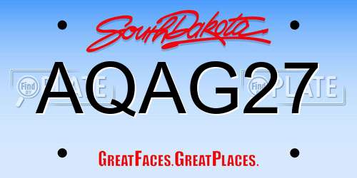 AQAG27 South Dakota License Plate