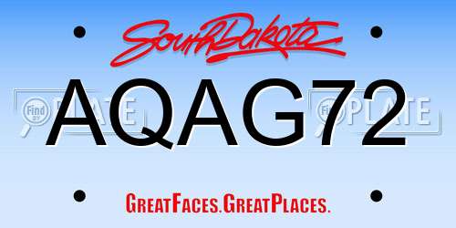 AQAG72 South Dakota License Plate