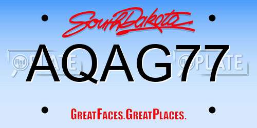 AQAG77 South Dakota License Plate
