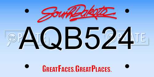 AQB524 South Dakota License Plate