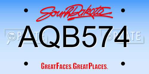 AQB574 South Dakota License Plate
