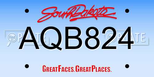 AQB824 South Dakota License Plate