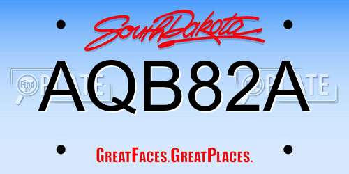 AQB82A South Dakota License Plate