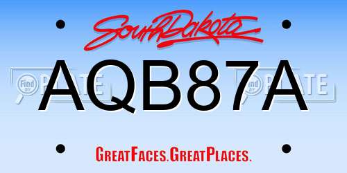 AQB87A South Dakota License Plate