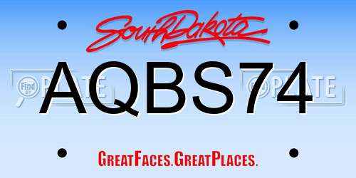 AQBS74 South Dakota License Plate