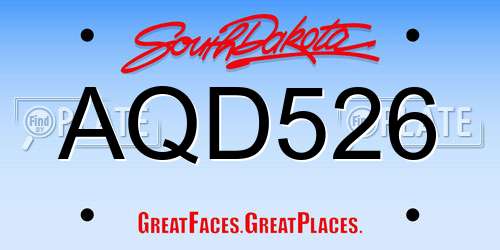 AQD526 South Dakota License Plate