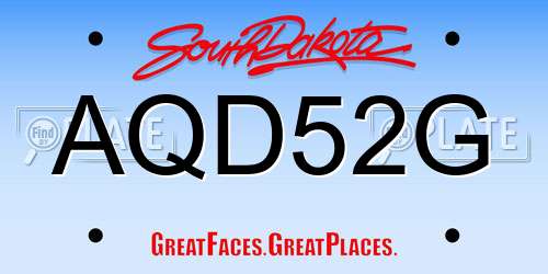 AQD52G South Dakota License Plate