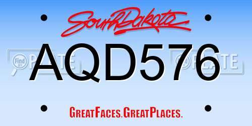 AQD576 South Dakota License Plate
